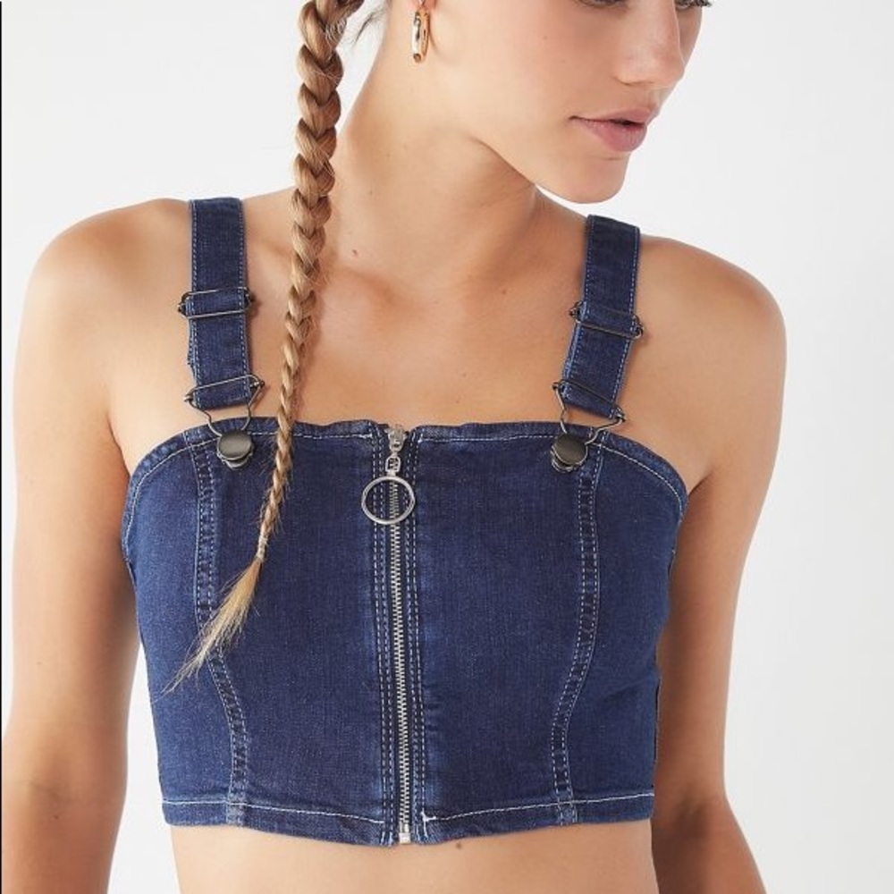 Denim Zip Up Top - Picture 1 of 3